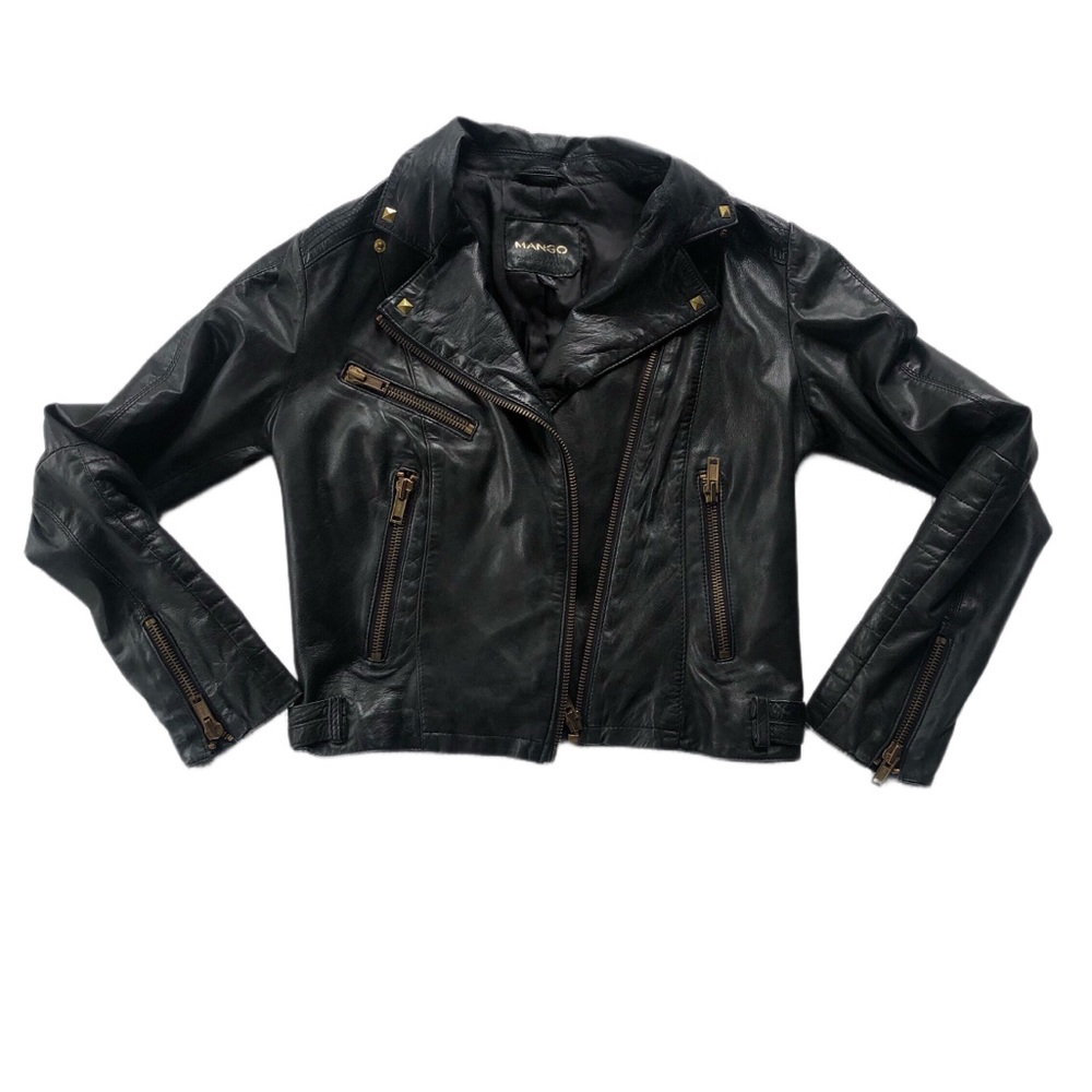 Women leather jacket. Black, size Small.